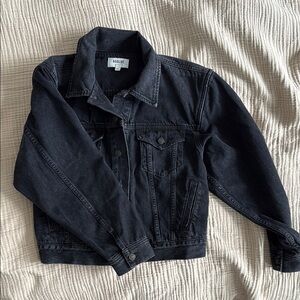 Agolde Black Jean Jacket Cropped Classic Collar